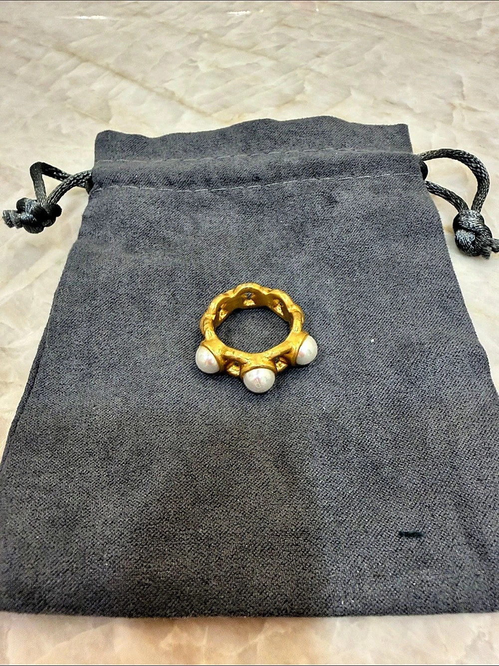 Julie Vos Gold-Tone Pearl Ring Like New